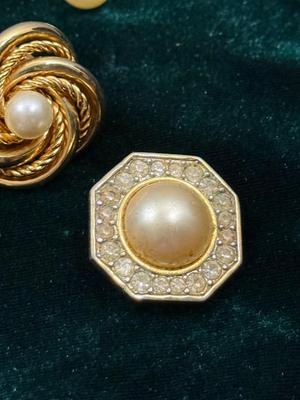 Miscellaneous Pearl-like and Rhinestone Earring lot