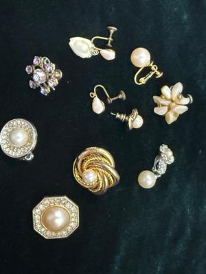 Miscellaneous Pearl-like and Rhinestone Earring lot