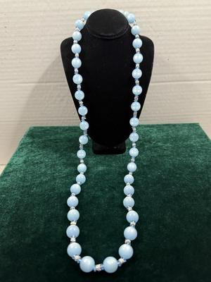 Blue pearl like necklace