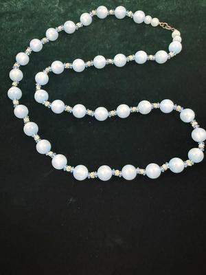 Blue pearl like necklace