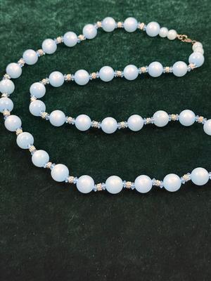 Blue pearl like necklace