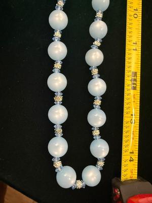 Blue pearl like necklace