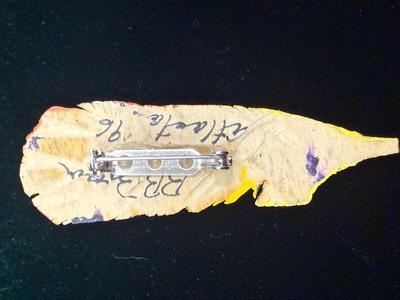 Signed Wooden Feather Pin