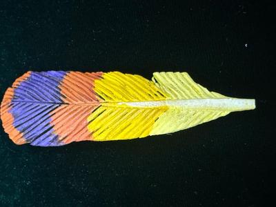 Signed Wooden Feather Pin