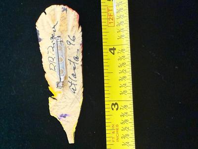 Signed Wooden Feather Pin