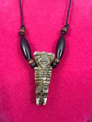 Etched jade totem necklace