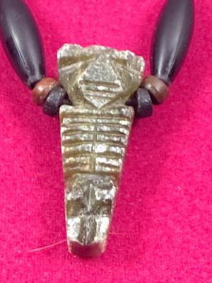 Etched jade totem necklace