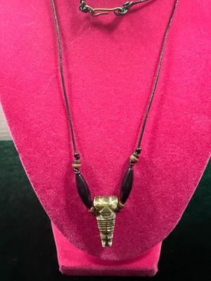 Etched jade totem necklace