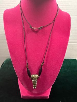 Etched jade totem necklace