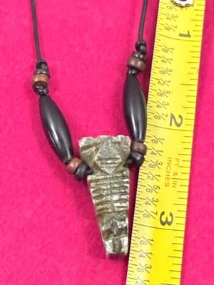 Etched jade totem necklace