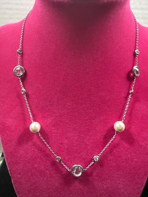 JDM Pearl and Crystal Sterling Necklace