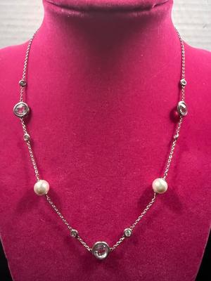 JDM Pearl and Crystal Sterling Necklace
