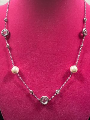 JDM Pearl and Crystal Sterling Necklace