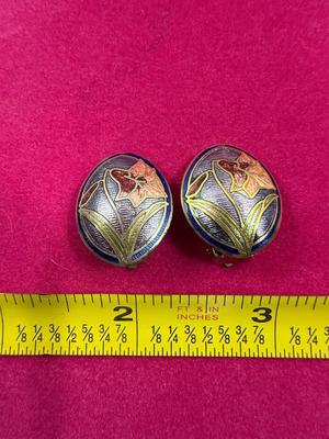 Lilly Pave enameled clip on Earrings