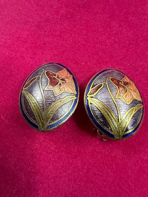Lilly Pave enameled clip on Earrings