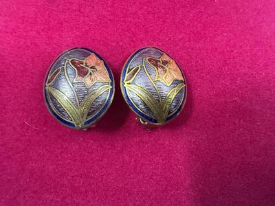 Lilly Pave enameled clip on Earrings