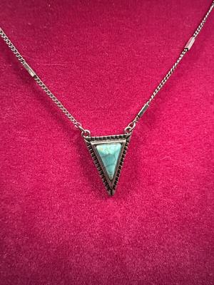 Sterling Silver Turquoise Triangle Necklace