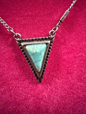 Sterling Silver Turquoise Triangle Necklace