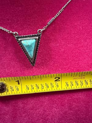Sterling Silver Turquoise Triangle Necklace