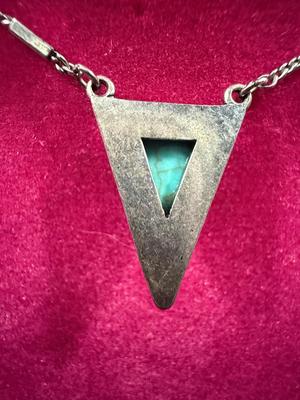 Sterling Silver Turquoise Triangle Necklace