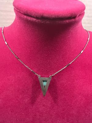 Sterling Silver Turquoise Triangle Necklace
