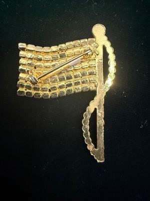 Red, White, Blue Rhinestone American Flag Pin