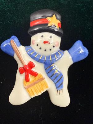Ceramic Snowman Pin