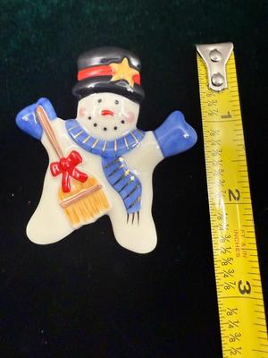 Ceramic Snowman Pin