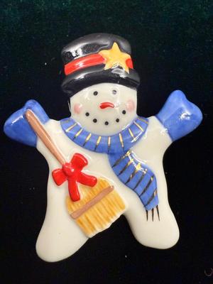 Ceramic Snowman Pin