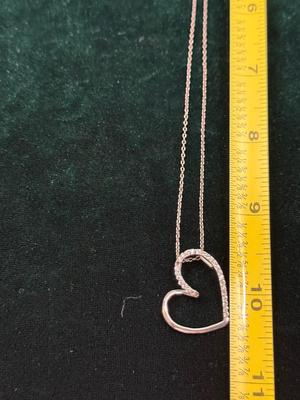 Sterling Silver & Diamond Like Heart Necklace