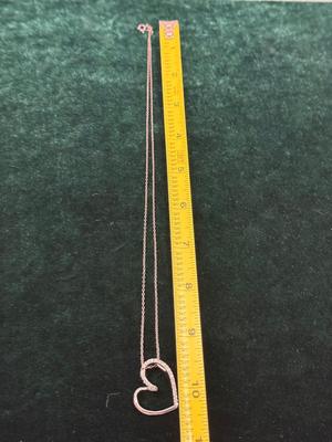 Sterling Silver & Diamond Like Heart Necklace