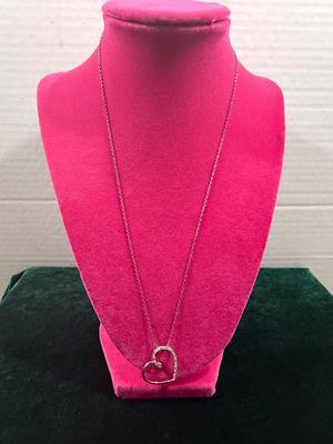 Sterling Silver & Diamond Like Heart Necklace