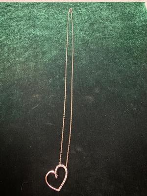 Sterling Silver & Diamond Like Heart Necklace