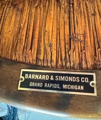 Sale Photo Thumbnail #391: Vintage Barnard & Simonds Co Wood Windsor Back Rocking Chair
“In great, sturdy condition with scuff marks allover consistent with age and use. Some dust.”
Approximate Size 22" x 27" (including rocking leg) x 37"
Seat 21" x 18"
Back Height 23.25"
Arm H