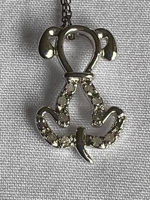 Sterling Silver Diamond Chip Dog Necklace