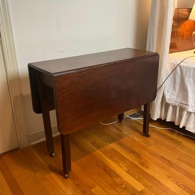 M240 Mahogany Drop Leaf Table On Casters