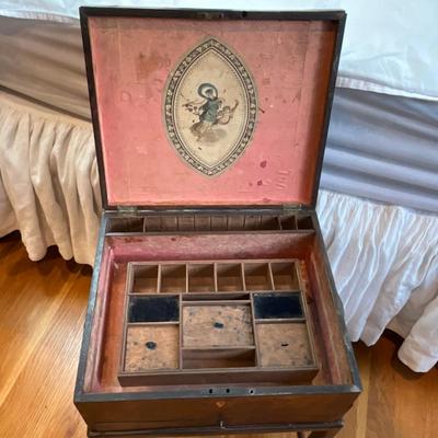 M243 Antique English Writing/Sewing Box