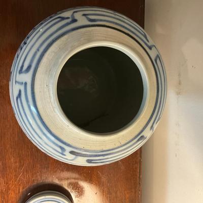 M244 Antique Chinese Double Happiness Jar On Stand