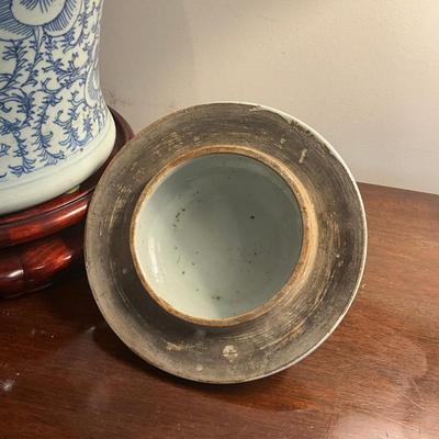 M245 Antique Chinese Double-Happiness Temple Jar On Stand