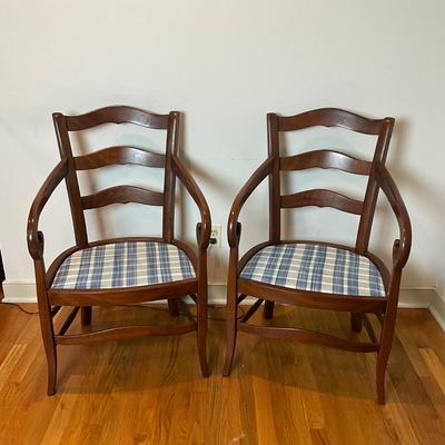 M251 Country Style Scroll Arm Ladderback Chairs With Down Cushions