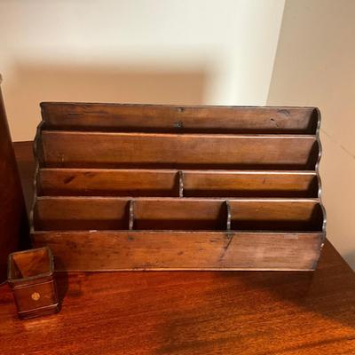 M254 Vintage Letter Organizer, Wastebin & Pencil Holder