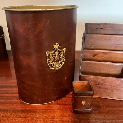 M254 Vintage Letter Organizer, Wastebin & Pencil Holder