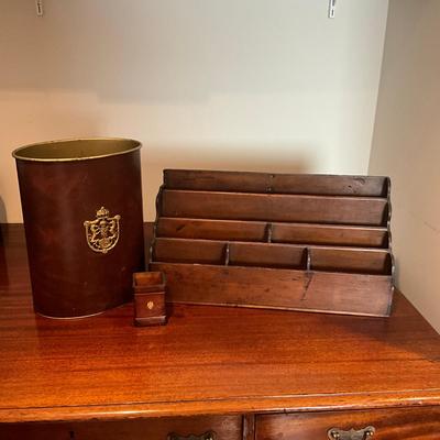 M254 Vintage Letter Organizer, Wastebin & Pencil Holder