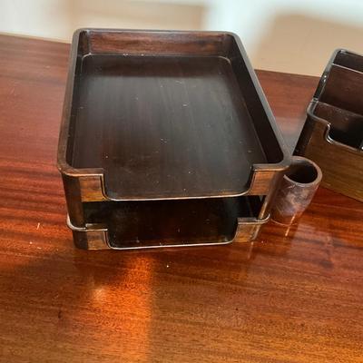 M255 Three Piece Wooden Desk Organizing Set