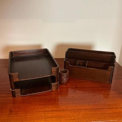 M255 Three Piece Wooden Desk Organizing Set