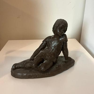M259 Day Dreamer Girl Bronze Resin Sculpture by Karin Jonzen (1914-1998)
