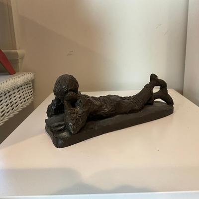 M260 Boy Reading Cast Bronze On Resin Sculpture by Karin Jonzen (1914-1998)