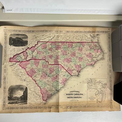 M268 Antique North & South Carolina Map (1863-1865)