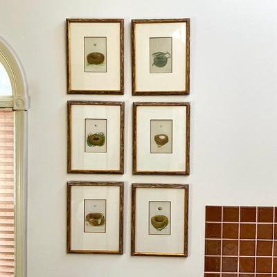 M269 Set Of Six Antique Colored Bird Nest By Francis MOrris