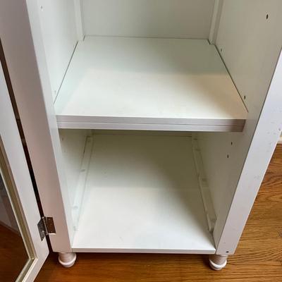 M271 GLass Door White Side Cabinet With Two Adjustable Shelves